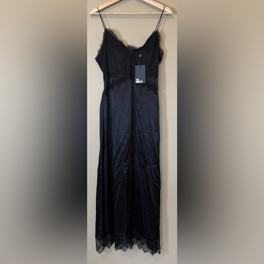 THE KOOPLES Black Lace Silk Midi Slip Dress NWT Size 4 (US XL) - Picture 2 of 8